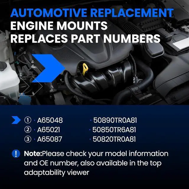 Alt view image 4 of 6 - Engine Motor and Trans Mounts Set of 3 Compatible with Honda Civic 2012-2013 1.5L 1.8L 2.4L L4, Replace for A65048 A65021 A65087