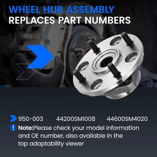 Alt view image 5 of 7 - 950-003 Front Wheel Bearing and Hub Assembly Compatible with Honda Accord 1990-1997 2.2L L4, Compatible with Acura CL 1997 2.2L L4, Gas, 2 PCS