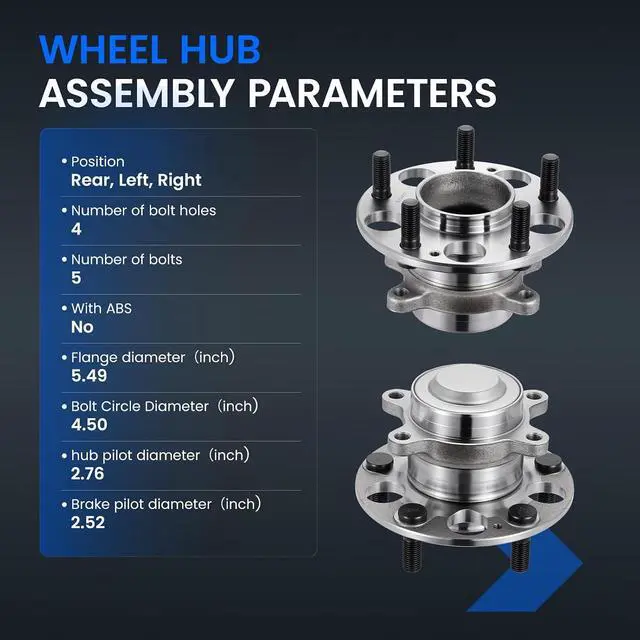 Alt view image 4 of 7 - 512450 Rear Wheel Bearing and Hub Assembly with ABS FWD Models, 2PCS | Compatible with Honda Civic 2013-2015 1.8L 2.4L L4 Gas