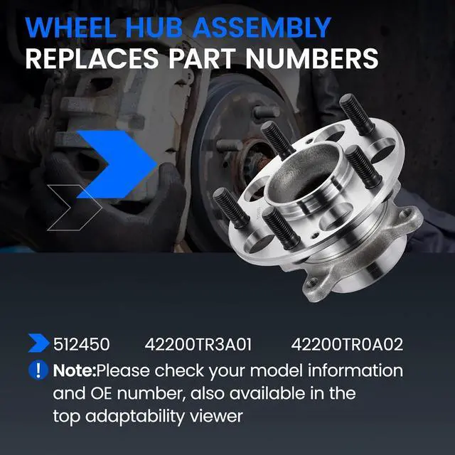 Alt view image 5 of 7 - 512450 Rear Wheel Bearing and Hub Assembly with ABS FWD Models, 2PCS | Compatible with Honda Civic 2013-2015 1.8L 2.4L L4 Gas