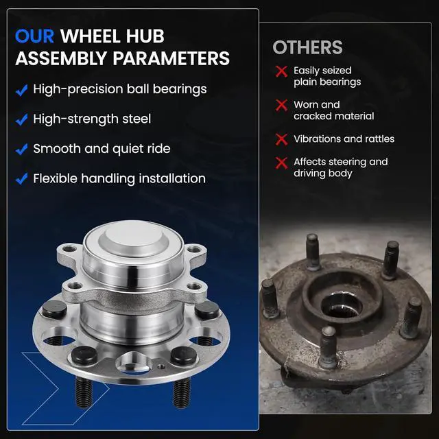 Alt view image 6 of 7 - 512450 Rear Wheel Bearing and Hub Assembly with ABS FWD Models, 2PCS | Compatible with Honda Civic 2013-2015 1.8L 2.4L L4 Gas