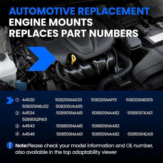 Alt view image 4 of 6 - Engine Motor and Transmission Mount Kit Set of 4 Compatible with Honda Civic 2006-2011 1.8L L4, Replace for A4530 A4534 A4543 A4546