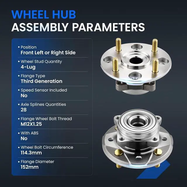Alt view image 5 of 7 - 513098 Front Wheel Bearing and Hub Assembly 4-Lug 1PCS | Compatible with Acura CL 1998-1999 2.3L L4, Compatible with Honda Accord 1990-1997 2.2L L4