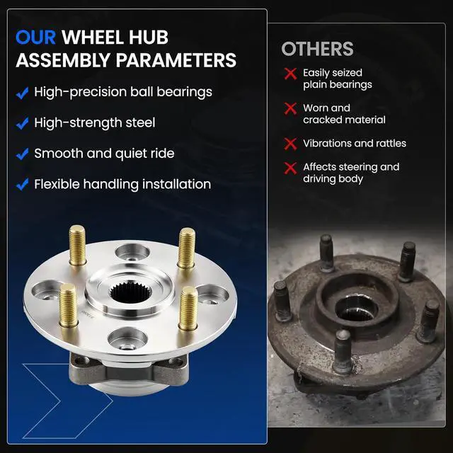 Alt view image 7 of 7 - 513098 Front Wheel Bearing and Hub Assembly 4-Lug 1PCS | Compatible with Acura CL 1998-1999 2.3L L4, Compatible with Honda Accord 1990-1997 2.2L L4