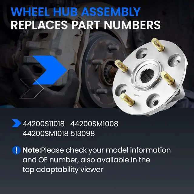 Alt view image 6 of 7 - 513098 Front Wheel Bearing and Hub Assembly 4-Lug 1PCS | Compatible with Acura CL 1998-1999 2.3L L4, Compatible with Honda Accord 1990-1997 2.2L L4
