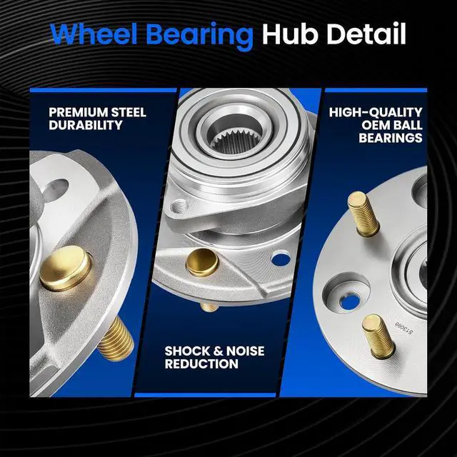 Alt view image 2 of 7 - 513098 Front Wheel Bearing and Hub Assembly 4-Lug 2 PCS | Compatible with Acura CL 1998-1999 2.3L L4, Compatible with Honda Accord 1990-1997 2.2L L4