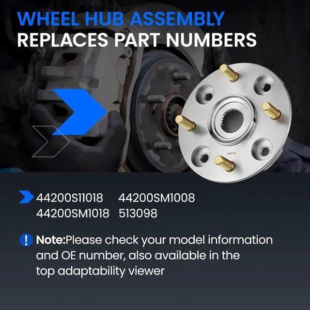 Alt view image 5 of 7 - 513098 Front Wheel Bearing and Hub Assembly 4-Lug 2 PCS | Compatible with Acura CL 1998-1999 2.3L L4, Compatible with Honda Accord 1990-1997 2.2L L4