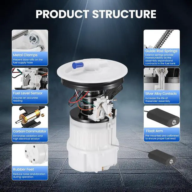 Alt view image 7 of 7 - E8591M Fuel Pump Module Assembly Compatible with Mazda 3 2004-2009 2.0L 2.3L L4, Compatible with Mazda 3 Sport 2009 2.0L L4, GAS Only