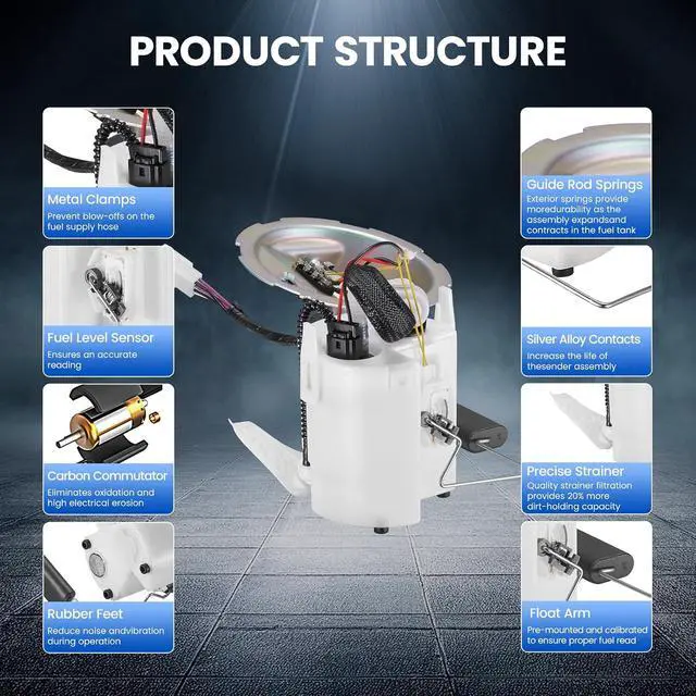Alt view image 3 of 7 - E2246M Fuel Pump Module Assembly Compatible with Ford Escort 1997-2003 2.0L L4, Compatible with Mercury Tracer 1999 2.0L L4, Gas Only, Replaces# FG0836