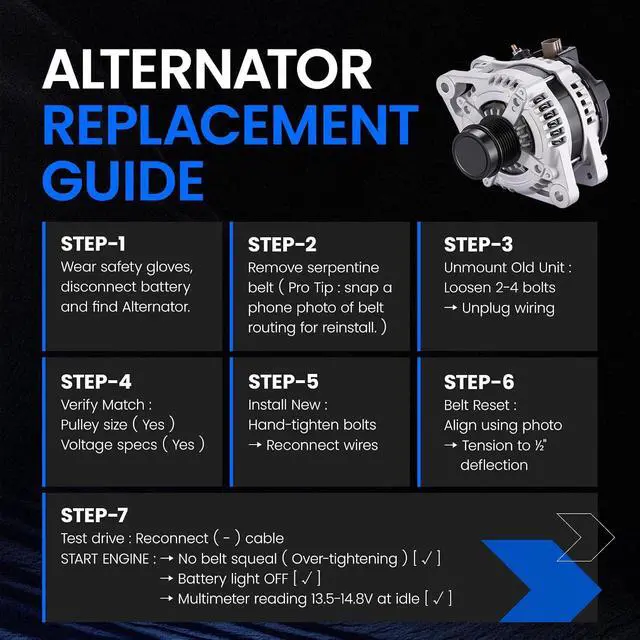 Alt view image 6 of 7 - 11346 Alternator for Volvo S60 2012 2.5L L5, 180A | 12V, For Volvo S60 2011-2016, CCW Counterclockwise Rotation, w/Decoupler Pulley, Internal Fan, Internal Regulator