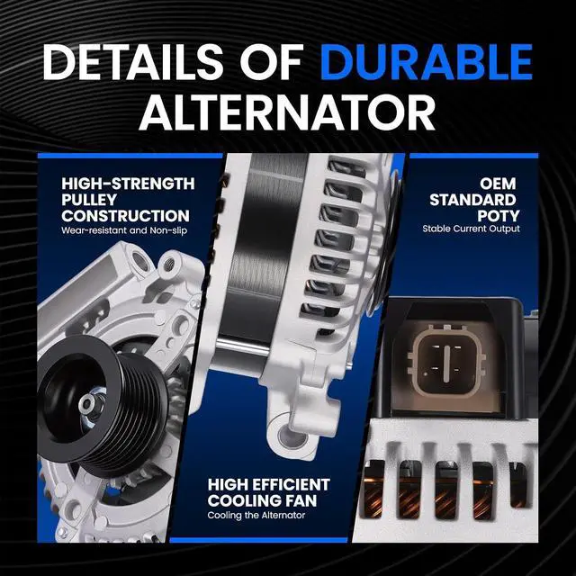 Alt view image 4 of 7 - 11350 Alternator for Toyota Tundra 2009-2019 5.7L V8, 100A | For Toyota Tundra 2010-2019. 12V, Clockwise Rotation, 8-Groove, Internal Fan, Internal Regulator