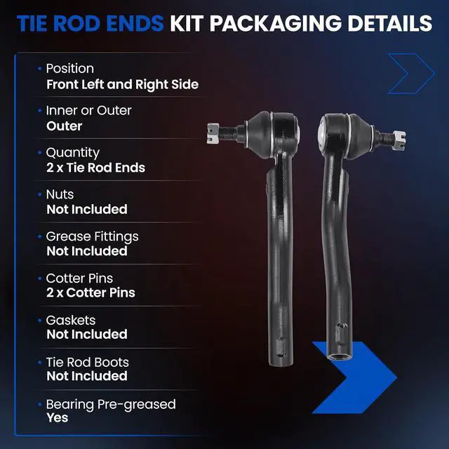 Alt view image 3 of 7 - 2-PC Outer tie rod 1xES800474, 1xES800473 Compatible with Ford Edge 2007-2014, Compatible with Lincoln MKX 2007-2015, OE Ref: ES800474 ES800473