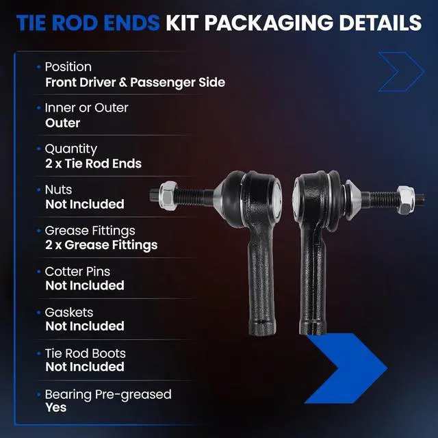 Alt view image 3 of 7 - 2-PC Outer tie rod ES800222 Compatible with Ford Flex 2009-2016,Compatible with FORD POLICE RESPONDER HYBRID SSV PLUG-IN HYBRID 2019-2020