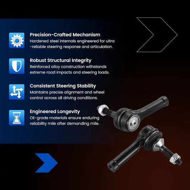 Alt view image 6 of 7 - 2-PC Outer tie rod ES800222 Compatible with Ford Flex 2009-2016,Compatible with FORD POLICE RESPONDER HYBRID SSV PLUG-IN HYBRID 2019-2020