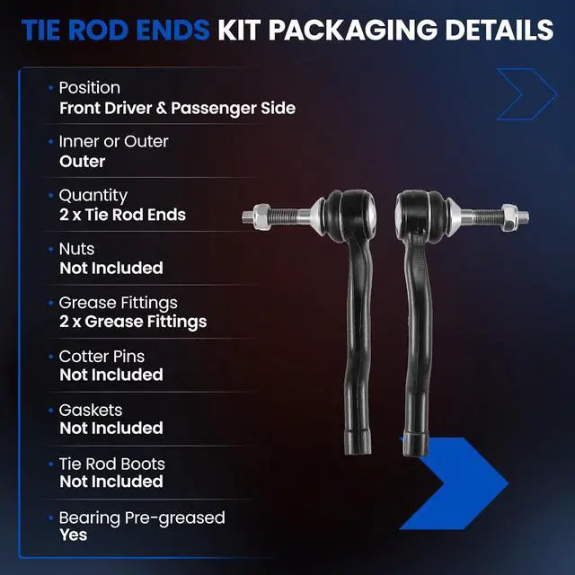 Alt view image 3 of 7 - 2-PC Outer tie rod ES801110 ES801109 Compatible with Ford Fusion 2013-2020, Compatible with Ford Edge 2015-2021, Compatible with Lincoln MKX 2016-2018, Compatible with Lincoln MKZ 2013-2020