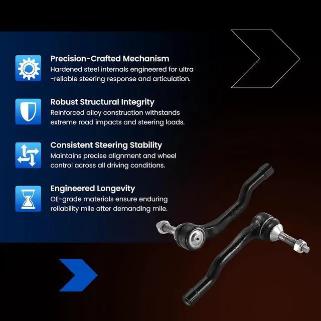 Alt view image 6 of 7 - 2-PC Outer tie rod ES801110 ES801109 Compatible with Ford Fusion 2013-2020, Compatible with Ford Edge 2015-2021, Compatible with Lincoln MKX 2016-2018, Compatible with Lincoln MKZ 2013-2020