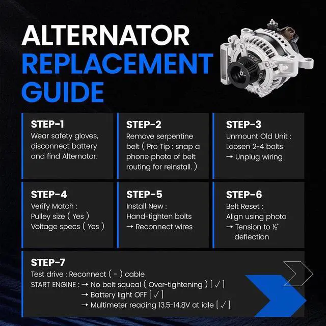 Alt view image 6 of 7 - 11351 Alternator for Toyota Sequoia 2010-2012 4.6L V8, 130A | For Toyota Sequoia 2009-2018. 12V, Clockwise Rotation, S8 Pulley, Internal Fan, Internal Regulator