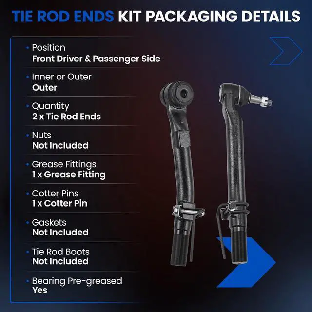 Alt view image 3 of 7 - 2-PC Outer Tie Rod ES80754 ES80755 for Ford F-250 2005-2022, F-350 2005-2022, F-450 F-550 2005-2010 Super Duty, OE Ref: 5C3Z3A131EA,5C3Z3A131FA,6C3Z3A131E,6C3Z3A131G,7C3Z3A131E,7C3Z3A131F