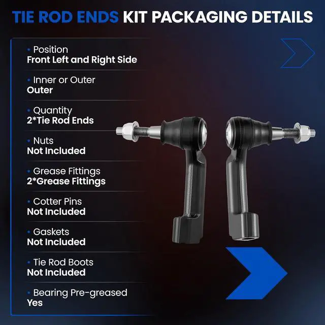 Alt view image 3 of 7 - 2PCS ES800515 ES800514 Front Outer Tie Rod Ends Kit Compatible with 2007-2021 Lincoln Navigator, Compatible with Ford 2007-2021 Expedition 2009-2020 F150