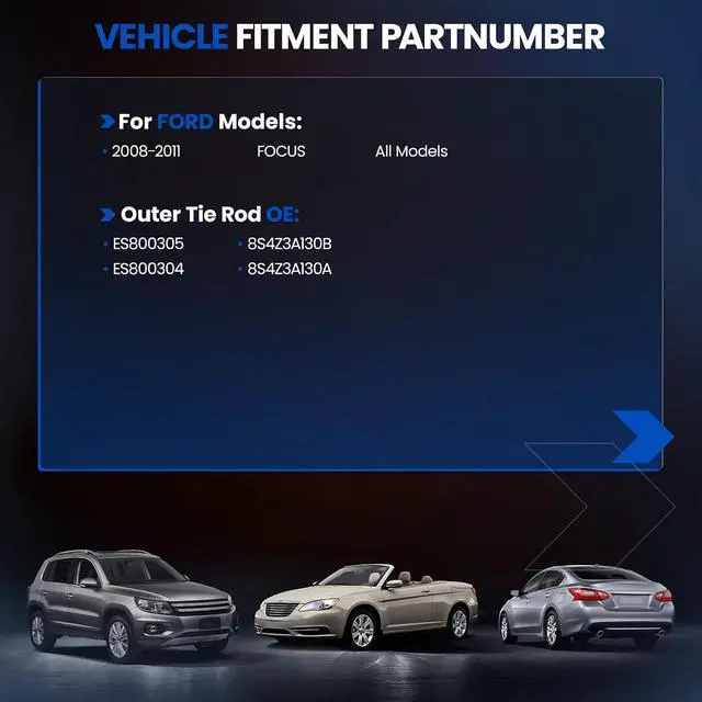 Alt view image 2 of 7 - 2-PC 2xOuter tie rod ES800305 ES800304 Kits Compatible with Ford Focus 2008-2011
