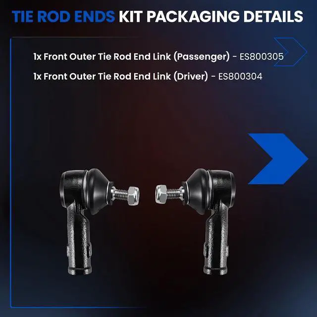 Alt view image 4 of 7 - 2-PC 2xOuter tie rod ES800305 ES800304 Kits Compatible with Ford Focus 2008-2011