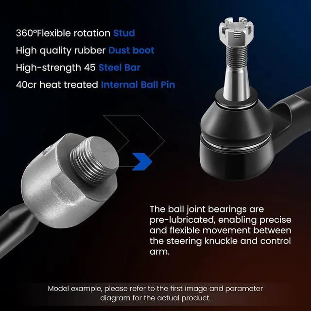 Alt view image 4 of 7 - 1PCS ES800223 Front Outer Tie Rod End Compatible with GMC Yukon XL Sierra 1500,Compatible with 2007-2014 Chevy Avalanche Silverado Suburban 1500 Tahoe,Fit for Cadillac Escalade ESV EXT