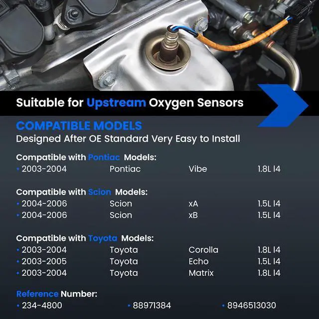 Alt view image 2 of 7 - Oxygen O2 Sensor 234-4800 Upstream Compatible with Toyota Corolla Echo Matrix, Compatible with Scion xA xB 1.5L l4 Oxygen Sensor Replacement for Vibe, 8946513030,1PCS