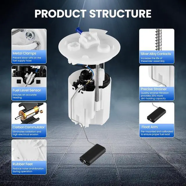 Alt view image 3 of 7 - E2596M Fuel Pump Module Assembly Compatible with Ford Focus 2013-2017 L4 2.0L FLEX, Replaces BV6Z9H307S, FG1531, SP2521M, P76863M