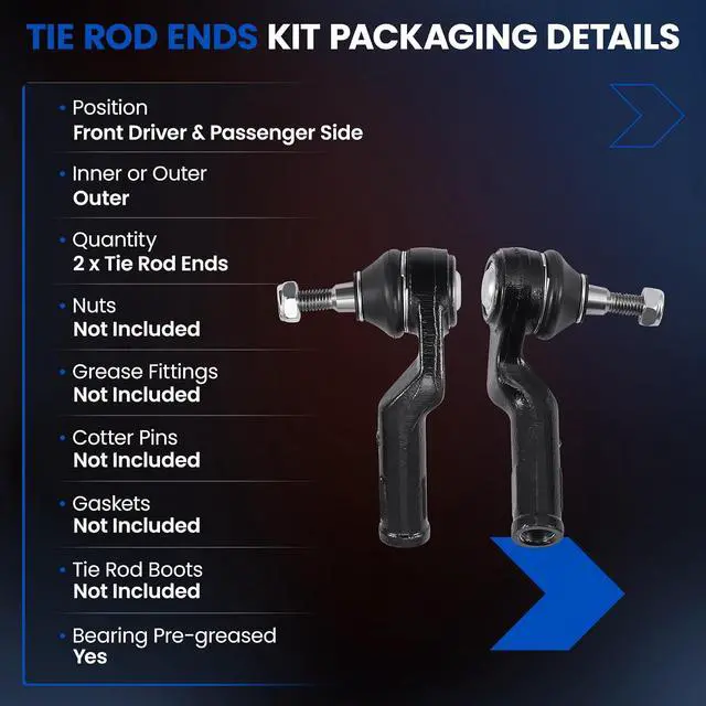 Alt view image 3 of 7 - 2-PC Outer tie rod ES800954 ES800955 Compatible with Ford Focus 2012-2018,Compatible with FORD C-MAX 2013-2018,Compatible with FORD ESCAPE 2013-2018