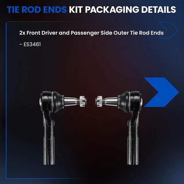 Alt view image 4 of 7 - 2-PC Outer tie rod ES3461 Compatible with FORD EXPLORER 98-03,Compatible with FORD RANGER 98-11,Compatible with MAZDA B2300 01-09,Compatible with MAZDA B2500 98-01
