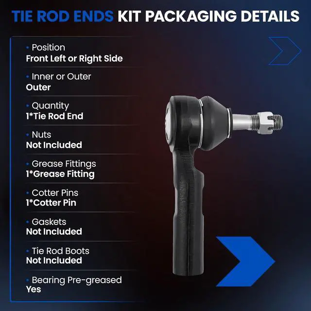 Alt view image 3 of 7 - 1PCS ES3459 Front Outer Tie Rod End Links Compatible with Chevy 2000-2013 Impala Monte Carlo,Compatible with Buick 1997-2009 Allure Century Lacrosse Regal,Intrigue,Grand Prix