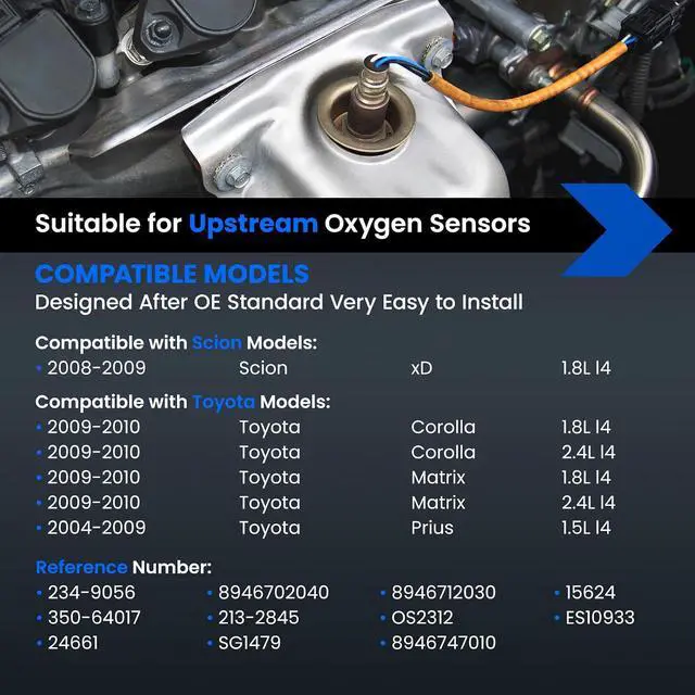 Alt view image 2 of 7 - Oxygen O2 Sensor 8946702040 Upstream Compatible with Toyota Corolla Matrix Prius, Compatible with Scion xD 1.8L L4 Oxygen Sensor Replacement 8946712030, 15624, 24661, 234-9056 1PCS