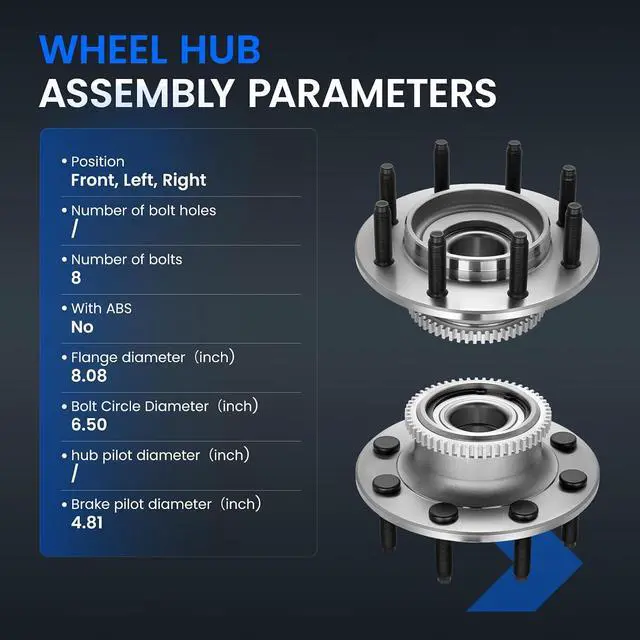 Alt view image 4 of 7 - 515139 Front Wheel Bearing and Hub Assembly Compatible with Dodge Ram 2500 2000-2002 5.9L 8.0L RWD, Compatible with Dodge Ram 3500 1994-1997 2000-2002 5.9L 8.0L RWD, 2 PCS