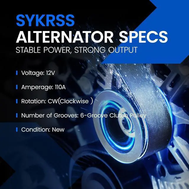 Alt view image 3 of 7 - 23100-1KM1A Alternator for Nissan Juke 1.6L l4 2011-2017, 110A | For Nissan Sentra 2017-2019. 12V, Clockwise Rotation, 6-Groove Clutch Pulley