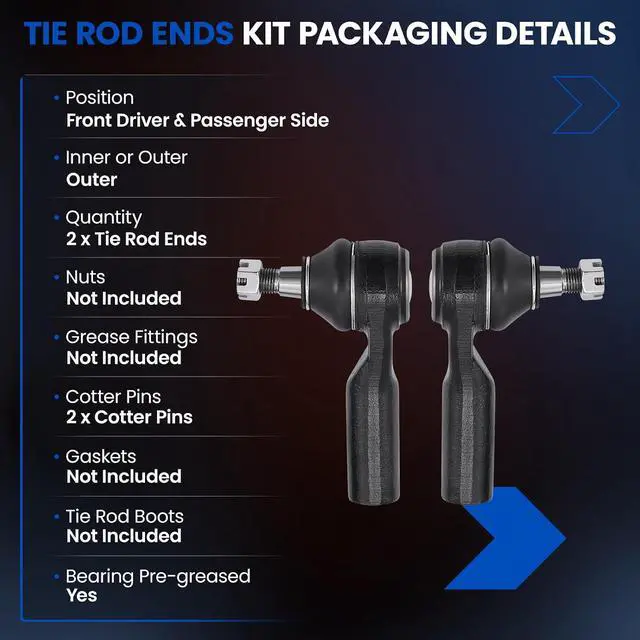 Alt view image 3 of 7 - 2-PC Outer tie rod 2xES3631 Compatible with Ford Escape 2001-2009, Compatible with Mazda Tribute 2001-2009, Compatible with Mercury Mariner 2005-2009, OE Ref: ES3631