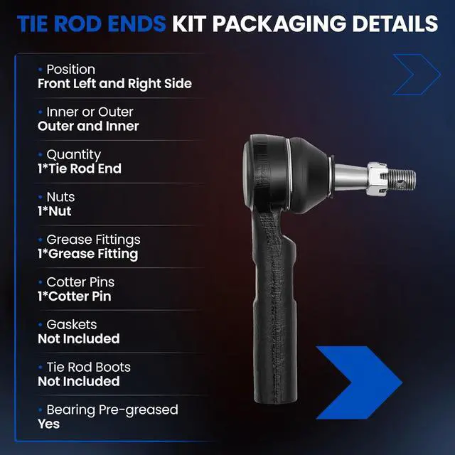 Alt view image 3 of 7 - 1PCS ES3493T Front Outer Tie Rod End Compatible with GMC Yukon XL Sierra 1500 2500,Compatible with Chevy 02-06 Avalanche Silverado Suburban 1500 2500 Tahoe, Fit for Cadillac Escalade ESV EXT