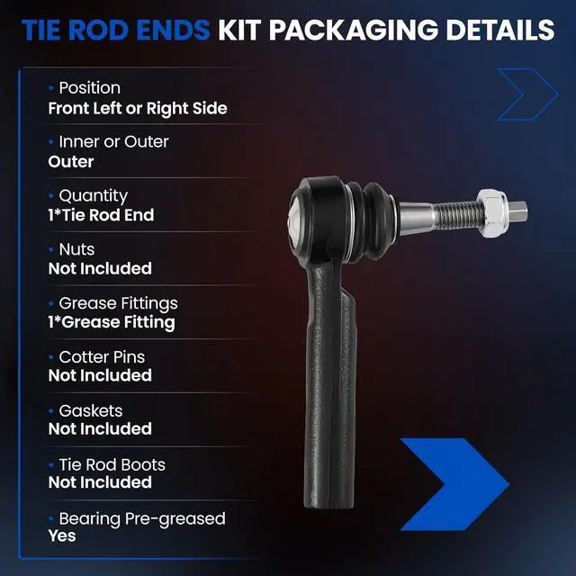Alt view image 3 of 7 - 1PCS ES800948 Front Outer Tie Rod End Compatible with Chevy 2015-2019 Silverado Suburban 1500 3500 Tahoe,Compatible with GMC Yukon XL Sierra 1500,Escalade ESV