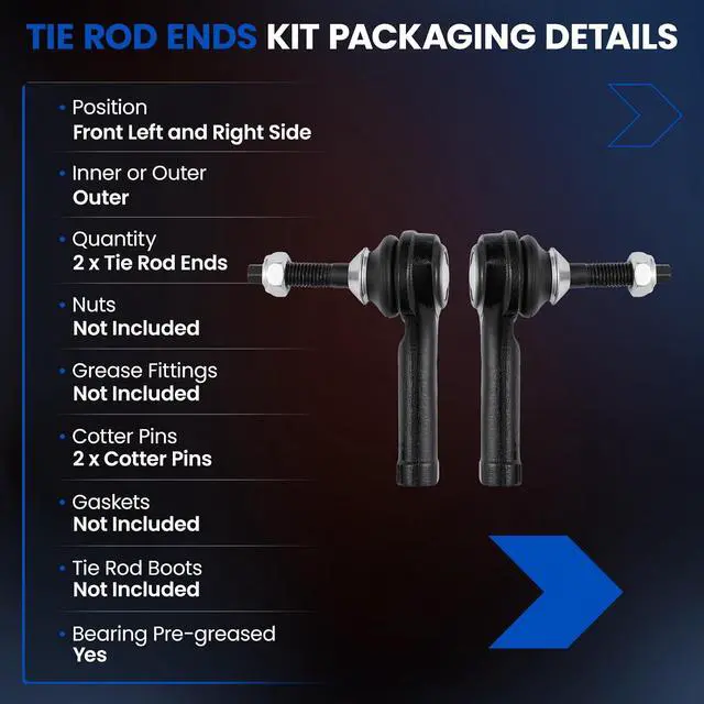 Alt view image 3 of 7 - 2-PC Outer tie rod ES3691 Compatible with FORD F-150 2004-2008,Compatible with LINCOLN MARK LT 2006-2008