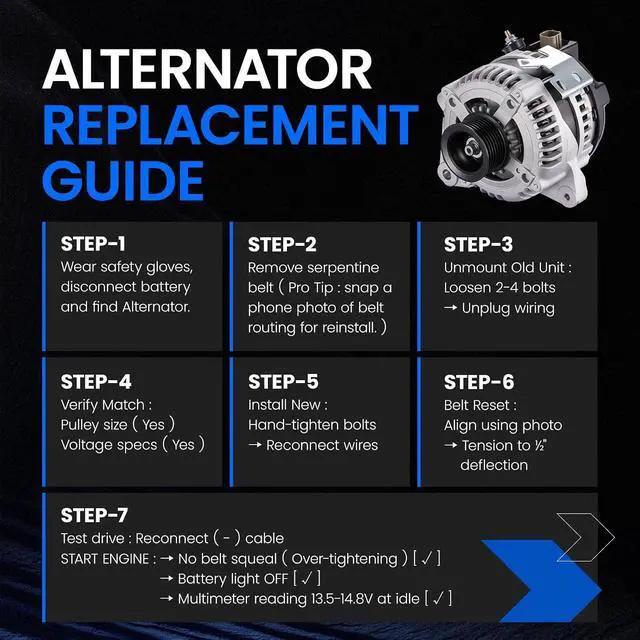 Alt view image 6 of 7 - 2706028260 Alternator for Toyota Camry 2004-2006 2.4L L4, 100A | For Scion tC 2005-2010, For Toyota Highlander 2004-2007, Solara 2004-2008. 12V, Clockwise Rotation, 7-Groove Pulley