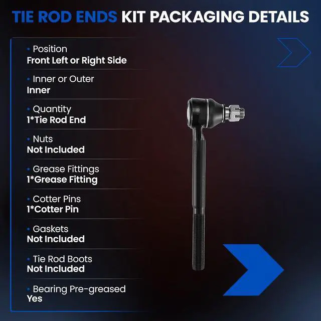 Alt view image 3 of 7 - 1PCS ES409LT Front Inner Steering Tie Rod End Compatible with GMC Jimmy C1500 C2500 C3500, Compatible with Chevy K5 Blazer C10 C20 C30 Pickup R1500 R2500 R3500 Suburban