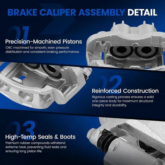Alt view image 3 of 7 - Rear Brake Caliper Assembly for Ford Excursion 00-05 5.4L 6.0L 6.8L | Compatible with F-250 F-350 Super Duty 2000-2004, 2-PC Set, Replaces for 18-B4752 18-B4753