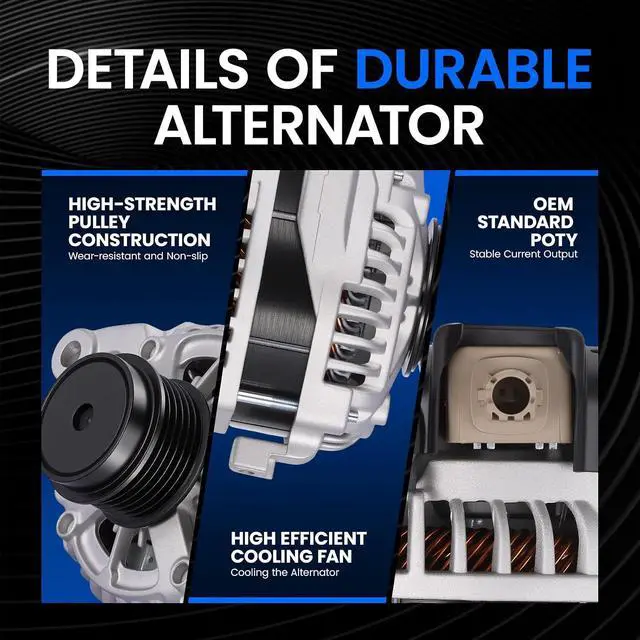Alt view image 4 of 7 - 14487 Alternator for Toyota RAV4 2013-2018 2.5L L4, 125A | 27060-0V140, 27060-36090, 270600V140, 2706036090, 104211-3290. 12V, High-Output, Clockwise Rotation, 6-Groove Pulley