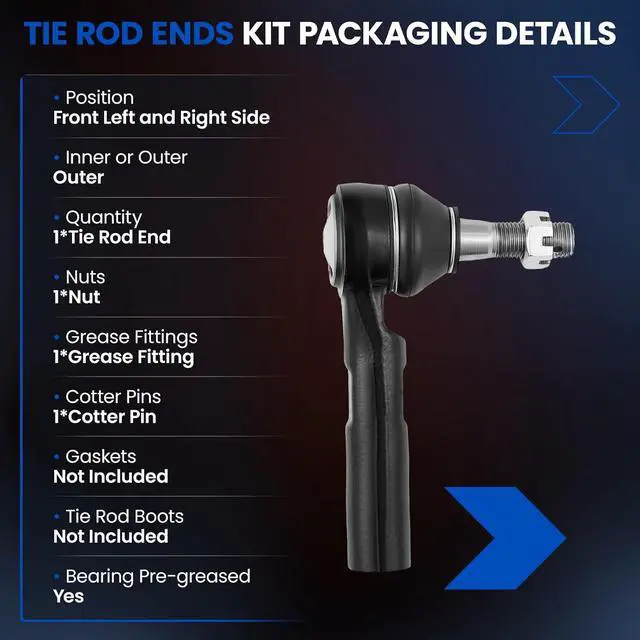 Alt view image 3 of 7 - 1PCS ES3609 Front Outer Tie Rod End Compatible with Chevy 02-06 Avalanche Silverado Suburban Express 1500 2500 3500 4500,Compatible with GMC Yukon XL Sierra Savana 1500 2500 H2