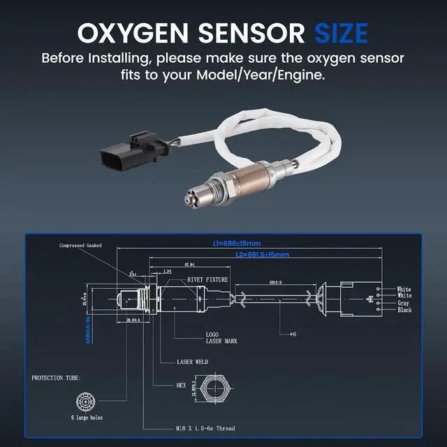Alt view image 3 of 6 - Up & Downstream O2 Sensor for Mini Cooper 2002-2008 L4 1.6L, 11780872674 13878 Oxygen Sensor Replacement, 1PCS