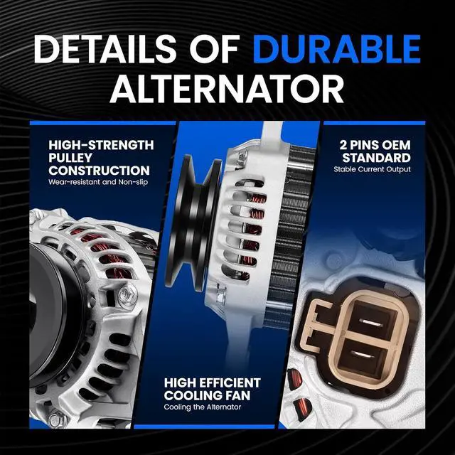Alt view image 3 of 7 - 12566 Alternator for Nissan Lift Truck 20042009, 50A | For Mitsubishi Forklift FGC Series, 12V, Clockwise Rotation