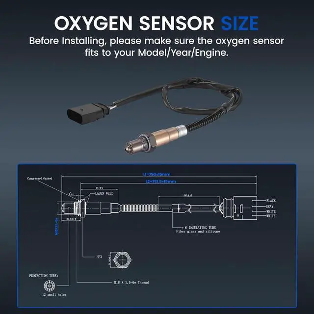 Alt view image 3 of 7 - Downstream O2 Sensor for Porsche Cayenne 2003-2006 V8 4.5L 16498 Oxygen Sensor Replacement, 1PCS