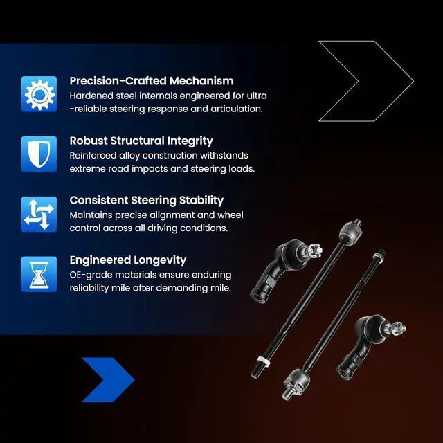 Alt view image 7 of 7 - 4-PC Tie Rod Ends Kits Compatible with Ford Focus 2000-2006,2xInner tie rod EV419,2xOuter tie rod ES3587 ES3588