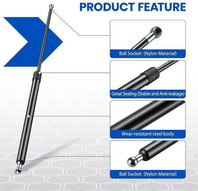 Alt view image 2 of 7 - ST270M250M10 27" Gas Strut, 250Lbs/1112N Lift Support, Gas Spring for are Leer Camper Shell Topper Rear Window, Snowmobile Sled Trailer Heavy Trailer Cap Door Truck Cap Basement Door, Set of 2