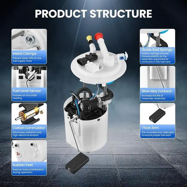 Alt view image 3 of 7 - E3715M Fuel Pump Module Assembly Compatible with Chevrolet HHR 2006-2008 L4 2.2L 2.4L GAS, Replaces 67526, FG0974, M10015, P76284M, SP6614M
