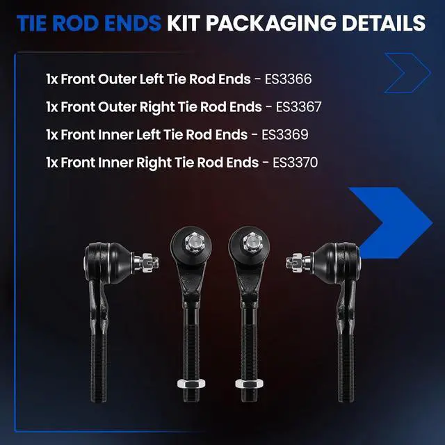 Alt view image 3 of 7 - 4-PC Tie Rod Ends Kits Compatible with Ford F-150 1997-2003,2xOuter tie rod ES3366 ES3367, 2xInner tie rod ES3369 ES3370